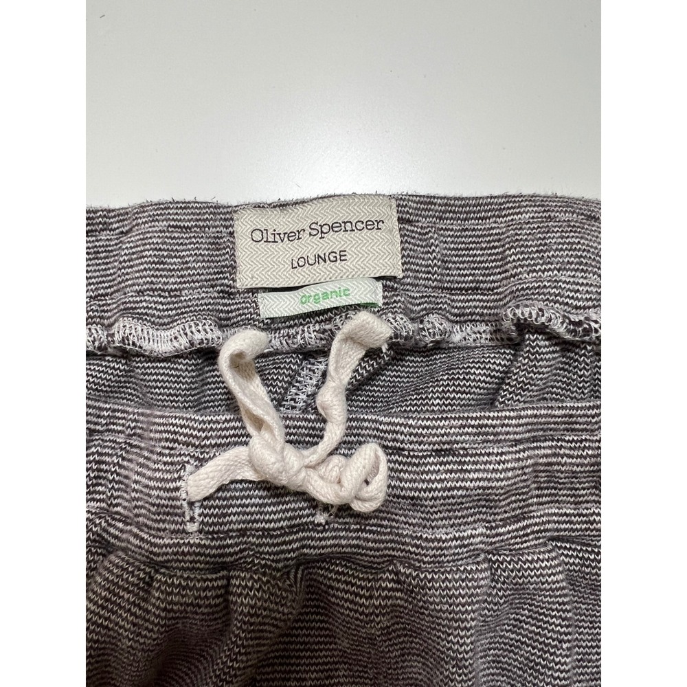 Oliver Spencer Mens Lounge Shorts Striped Elastic Waist Drawstring Maroon White - Picture 2 of 6